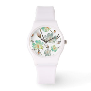 Magnolia Mönster White Watch Armbandsur