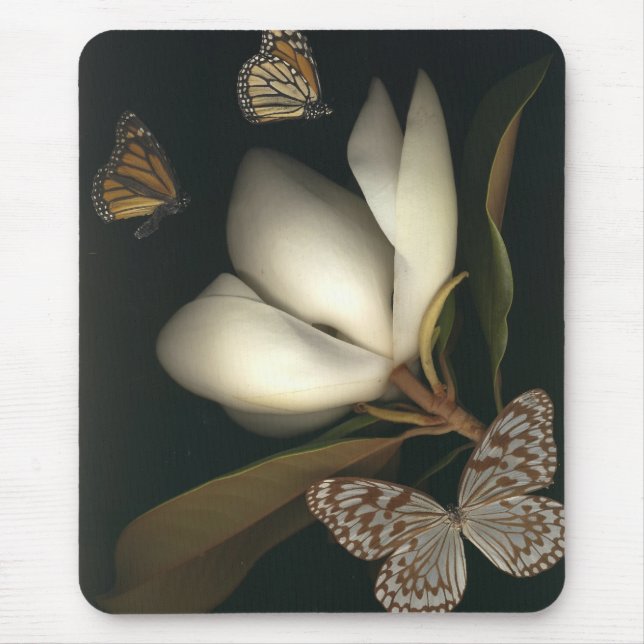 magnolia- och fjärilsmousepad 1 musmatta (Framsidan)