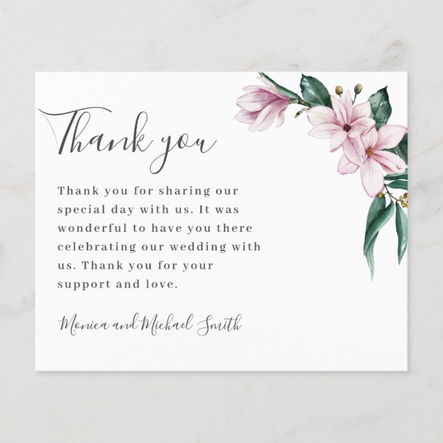 Magnolia och löv målade ur BUDGETEN | TACK (Framsida)