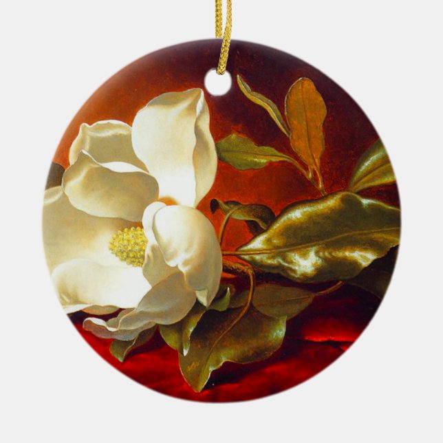 Magnolia on Red Velvet Martin Johnson Heade Julgransprydnad Keramik (Framsidan)