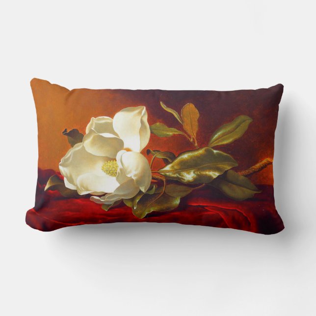 Magnolia on Red Velvet Martin Johnson Heade Lumbarkudde (Framsida)