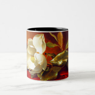 Magnolia on Red Velvet Martin Johnson Heade Två-Tonad Mugg