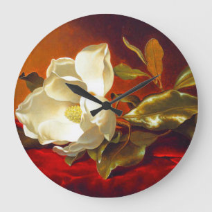 Magnolia på röd sammetsmartin Johnson Heade Stor Klocka