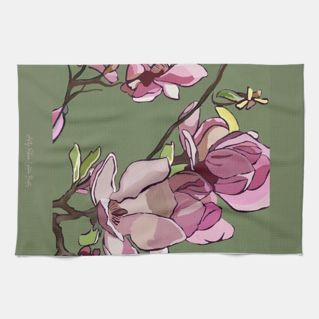 Magnolia Painting Kitchen Towel Kökshandduk (Horisontell)