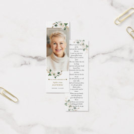 Magnolia Photo Memorial Funeral Dikt Bookmark Litet Visitkort