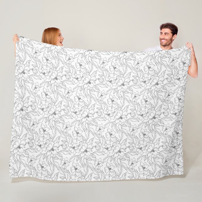 Magnolia-print fleece blanket  (På plats)
