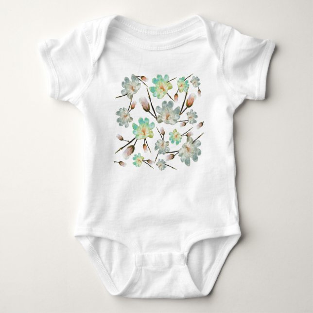 Magnolia Print Infant Night Gown T Shirt (Framsida)