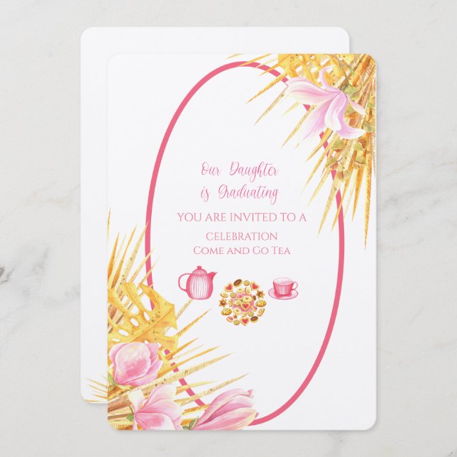 Magnolia Ram Vår dotter studerar Linen I Inbjudningar (Fram/baksida)