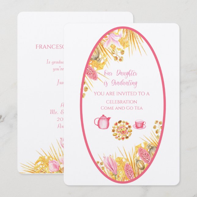 Magnolia Ram Vår dotter studerar Linen Inbjudningar (Fram/baksida)