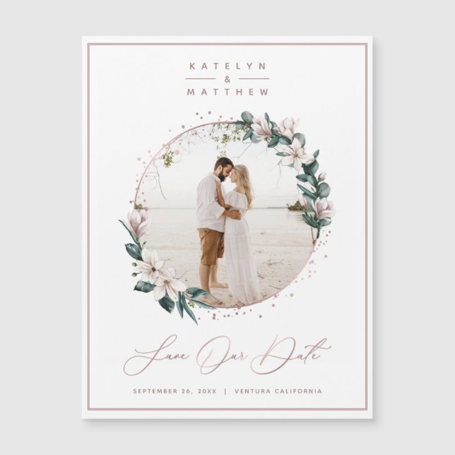 Magnolia & Ro Guld Circle Photo Save Date (Framsida)