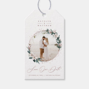 Magnolia & Ro Guld Circle Photo Save Date Presentetikett