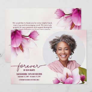 Magnolia Rosa Blommig Minneskort Tackkort Tack Kort