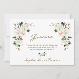 Magnolia Rosa Flower Spain Gracias Baby Shower Tack Kort