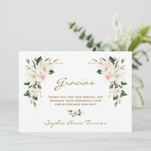 Magnolia Rosa Flower Spain Gracias Baby Shower Tack Kort