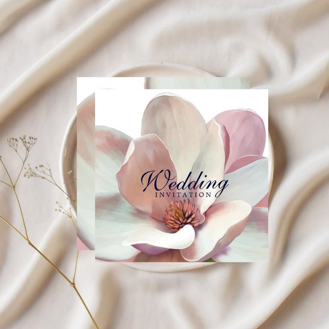 Magnolia Rosa och White Bröllop Inbjudningar (Magnolia Pink and White Wedding Invitation)