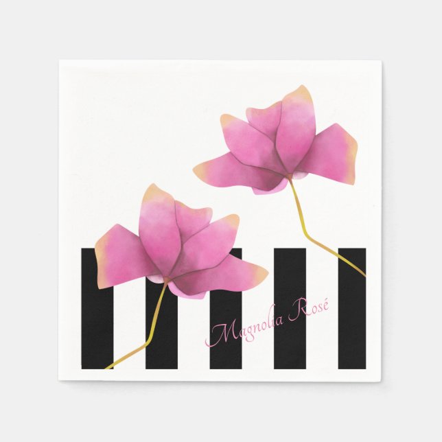 Magnolia Rosé Modern Blommigt Design Pappersservett (Framsidan)
