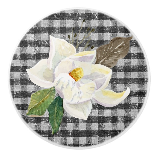 Magnolia Rustic Farmhouse Black n White Gingham Knopp (Framsidan)