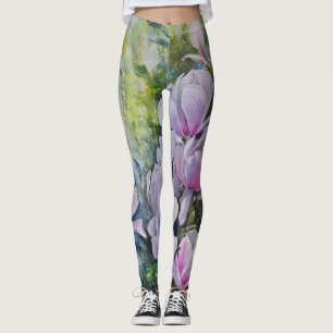 Magnolia Serenity – Blommig konst av Lukian Leggings