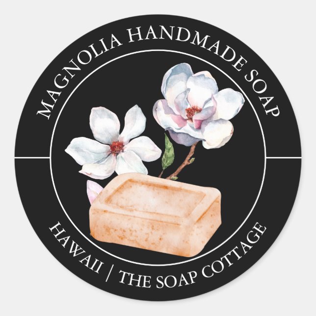 Magnolia Soap-etikett Runt Klistermärke (Framsida)