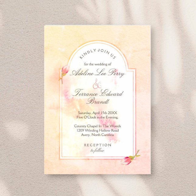 Magnolia Sunrise Arch Watercolor Invitation Inbjudningar (Skapare uppladdad)