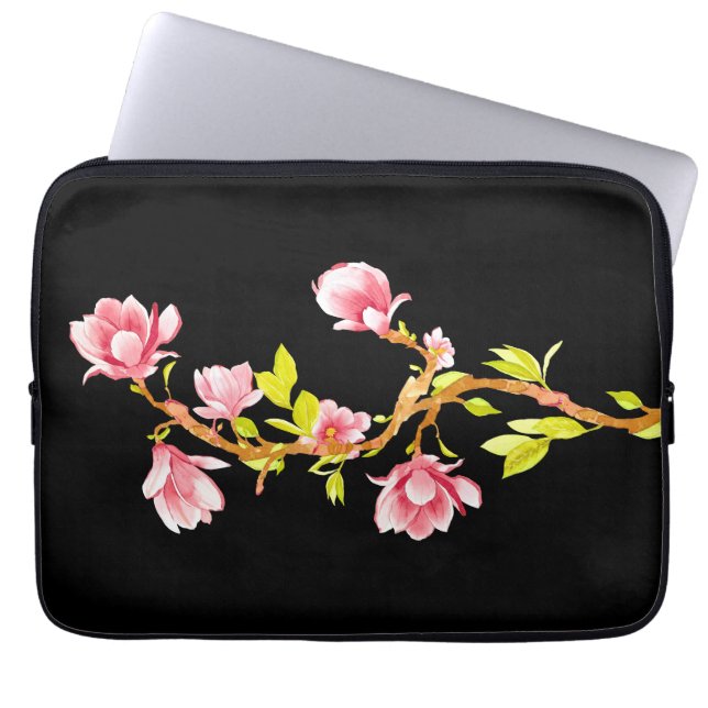 Magnolia Svart Laptop Fodral (Framsidan)