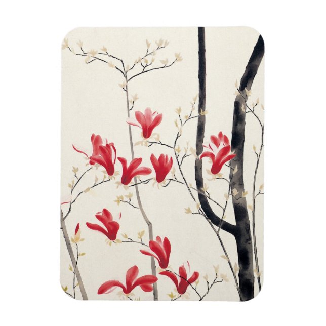 Magnolia Träd av Kobayashi Kokei, Vintage Nature Magnet (Vertikal)