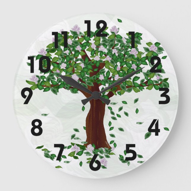 Magnolia Träd Wall Clock Stor Klocka (Framsida)