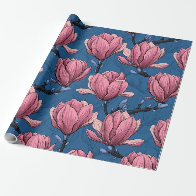 Magnolia-trädgård Presentpapper (Utrullad)