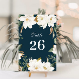 Magnolia vattencolor blommigt bröllop bordsnummer