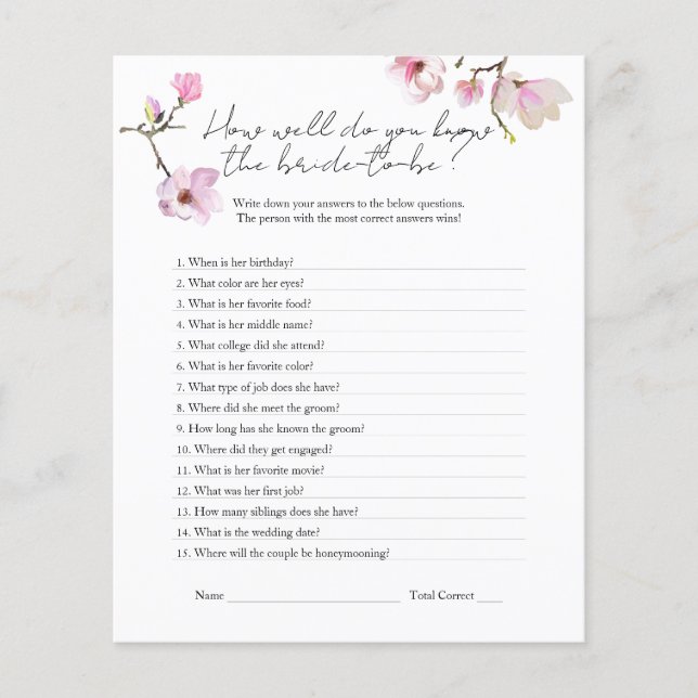 Magnolia, vattenfärg, känn bildspelet flygblad (Framsidan)