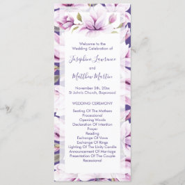 Magnolia Violet Blommigt Bröllop Ceremony Program