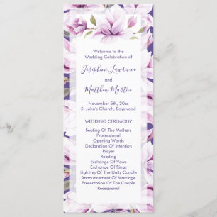 Magnolia Violet Blommigt Bröllop Ceremony Program