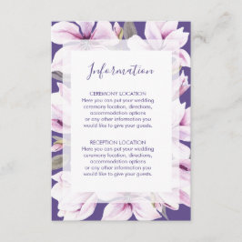 Magnolia Violet Blommigt Bröllop informationskort Tilläggskort
