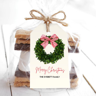 Magnolia Wandeans Juletiketter med Red Bow Presentetikett