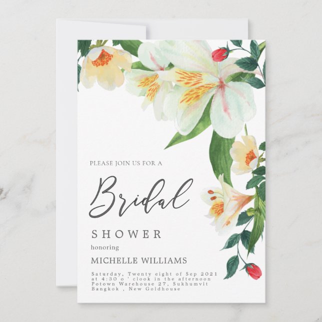 Magnolia Wedding Shower Invitation Card Tack Kort (Framsida)