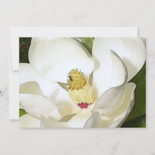 Magnolia White Invitation - Blommig Konst Inbjudan