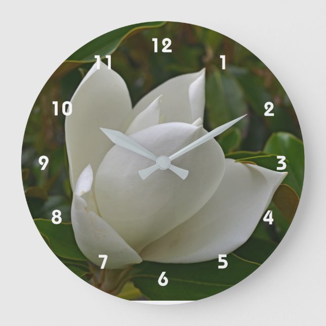 Magnoliablom Clocl Stor Klocka (Framsida)