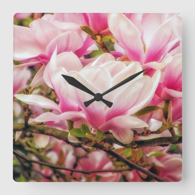 Magnoliadröm Fyrkantig Klocka (Framsida)