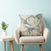 Magnoliagrafik i grått mönster