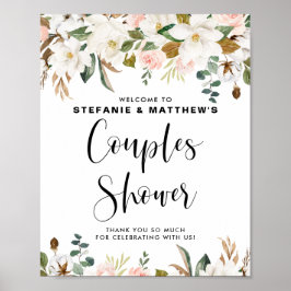 Magnolias & Cotton Garland Par Shower Välkommen Poster