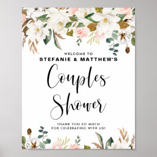 Magnolias & Cotton Garland Par Shower Välkommen Poster