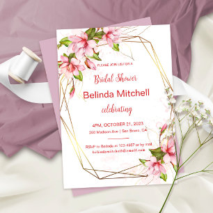 Magnolias med Faux Gold Foil Ram Möhippa Inbjudningar