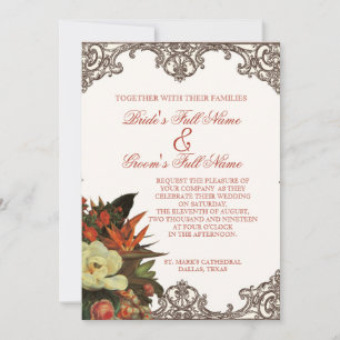 Magnolias n Bird of Paradise - Anpassad Bröllop Inbjudningar