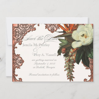 Magnolias n Bird of Paradise - Save Date Custo Spara Datumet