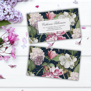 Magnolias och Hydrangeas Antique Botanias Visitkort