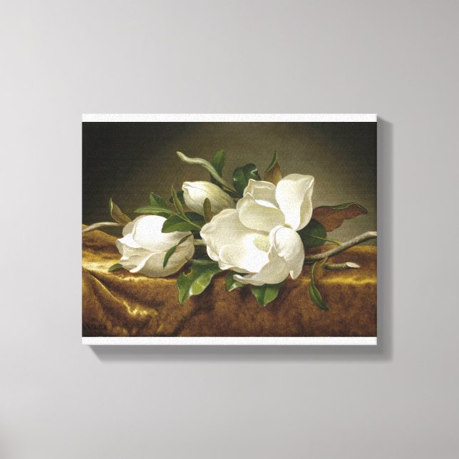 Magnolias on Guld Velvet Trasa av Martin Johnson H Canvastryck (Framsida)