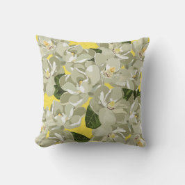 Magnolias on Gult Pillow Kudde