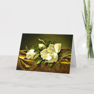 Magnolias på Guld Velvet Trasa Note Card Tack Kort