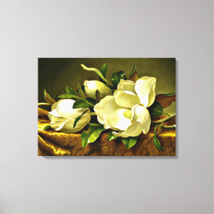 Magnolias vid Guld Velvet Trasa Canvastryck