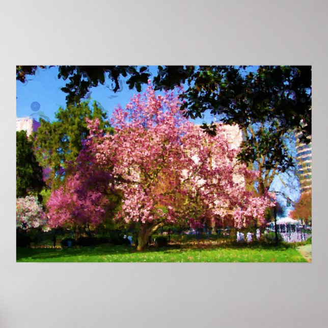 Magnoliaträd Digital konst målning Poster (Framsidan)